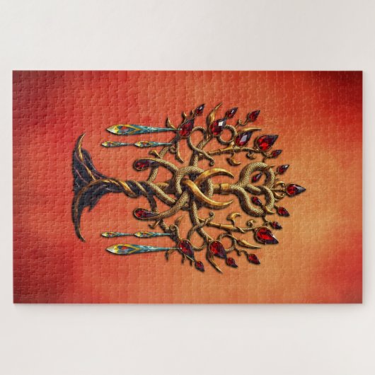 赤い宝石を持つ黄金の木 ジグソーパズル (横)