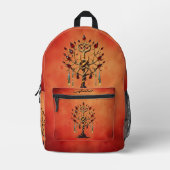 赤い宝石を持つ黄金の木 プリントバックパック (正面)