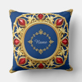 赤い宝石を持つ黄金の装飾デザイン クッション (裏面)