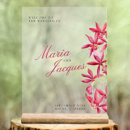 赤い宝石オーキッドフローラの結婚水色 アクリルサイン