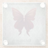 赤い宝石飾りの蝶 ガラスコースター (裏面)