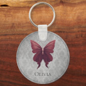 赤い宝石飾りの蝶 キーホルダー (正面)