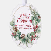 赤い実とユーカリのクリスマスリース オーナメントカード (左)