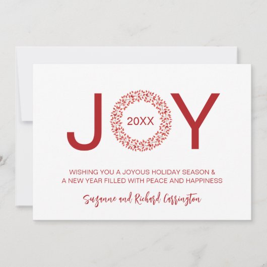 赤い実とローズヒップのリース　喜びのクリスマス シーズンカード (正面)