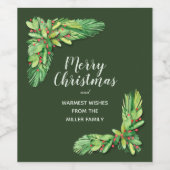 赤い実と緑のクリスマス ワインラベル (シングルラベル)