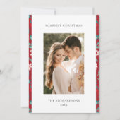 赤い実のクリスマスフラワーパターン写真 シーズンカード (正面)