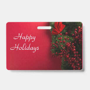 赤い実のクリスマスリース バッジ