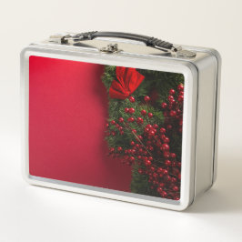 赤い実のクリスマスリース           メタルランチボックス