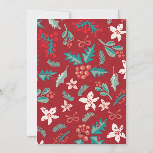 赤い実のクリスマス フラワーパターン写真 シーズンカード (裏面)