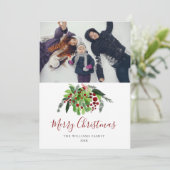 赤い実のグリーンリースのクリスマス写真 シーズンカード (スタンド正面)