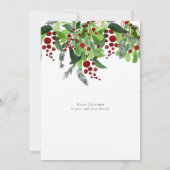 赤い実のグリーンリースのクリスマス シーズンカード (裏面)