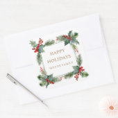 赤い実のハッピーホリデー モノグラム スクエアシール (封筒)