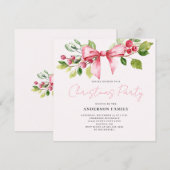 赤い実のボウクリスマスホリデーパーティー招待状 招待状 (正面/裏面)