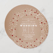 赤い実のリースが丸くクリスマスウェディング 招待状 (正面/裏面)