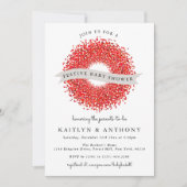 赤い実のリースのクリスマス ベビーシャワー 招待状 (正面)