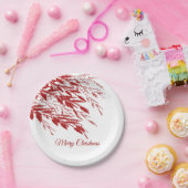 赤い実の枝のクリスマス ペーパープレート (パーティー)