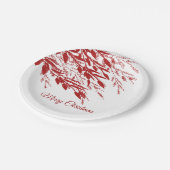 赤い実の枝のクリスマス ペーパープレート (アングル)