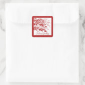 赤い実の枝のグリッター スクエアシール (バッグ)