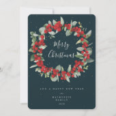 赤い実+ユーカリのクリスマスリース 写真なし シーズンカード (正面)