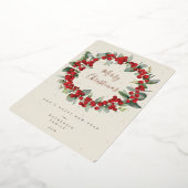 赤い実+ユーカリのクリスマスリース　写真なし 箔シーズンカード (回転した状態)