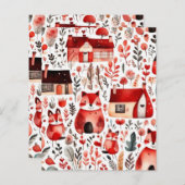 赤い家と家かわいい紙シート (正面/裏面)