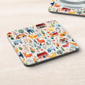 赤い家と家かわいい紙シート コースター (左側)