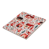 赤い家と家かわいい紙シート タイル (側面)