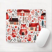 赤い家と家かわいい紙シート マウスパッド (マウス)