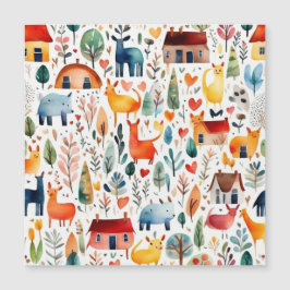 赤い家と家かわいい紙シート マグネット招待状