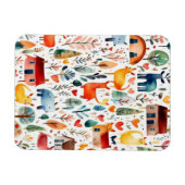 赤い家と家かわいい紙シート マグネット (横)