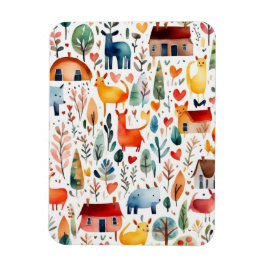 赤い家と家かわいい紙シート マグネット