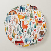 赤い家と家かわいい紙シート ラウンドクッション (裏面)