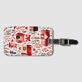 赤い家と家かわいい紙シート ラゲッジタグ
