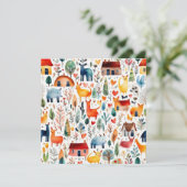 赤い家と家かわいい紙シート 招待状 (スタンド正面)