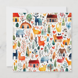 赤い家と家かわいい紙シート 招待状