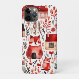 赤い家と家かわいい紙シート iPhone 11 PROケース