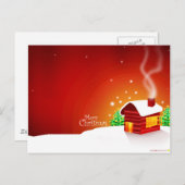 赤い家のクリスマス シーズンポストカード (正面/裏面)