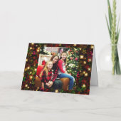 赤い家族の写真のクリスマスカードあなたのテキスト シーズンカード (裏面)