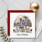 赤い家族の写真航海のクリスマスビーチ シーズンカード