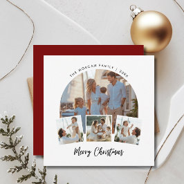 赤い家族の写真航海のクリスマスビーチ シーズンカード