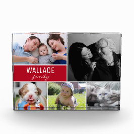 赤い家族の複数の写真コラージクリスマスプレゼント フォトブロック