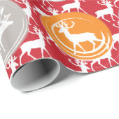 赤い家族写真トナカイのクリスマス明メリーるい ラッピングペーパー (ロールコーナー)