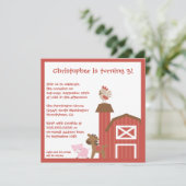 赤い家畜の男の子の誕生日のパーティの招待状 招待状 (スタンド正面)