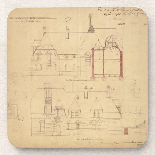 赤い家、Bexleyのヒースのための高度(ペンで書いて下さい コースター (正面)