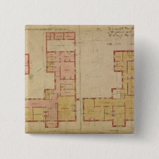 赤い家、Bexleyのヒース1859年のための計画(aをペンで書いて下さい 缶バッジ (正面)