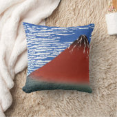 赤い富士山のヴィンテージの日本人のプリント クッション (ブランケット)