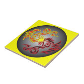 赤い対の月のドラゴン タイル (側面)