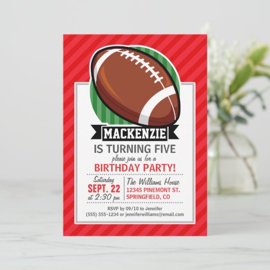 赤い対角カスタムのサッカーストライプ選手 招待状 (スタンド正面)