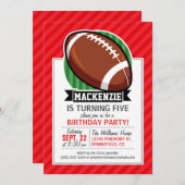 赤い対角カスタムのサッカーストライプ選手 招待状 (正面/裏面)