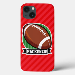 赤い対角カスタムのサッカーストライプ選手 iPhone 13ケース